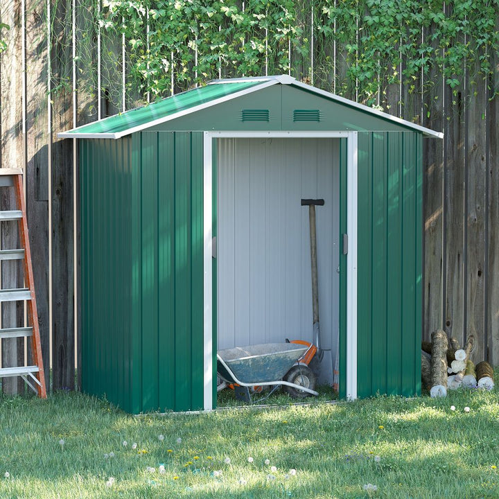 Outsunny .x.ftetal Garden Shed for Garden and Outdoor Storage, Green