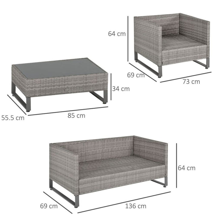 PE Rattan Wicker Outdoor Dining Set Sofa Chairs Table Cushions
