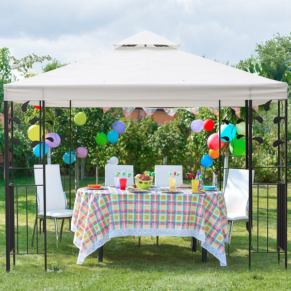  Vented Roofetal Frame Garden Gazebo Cream