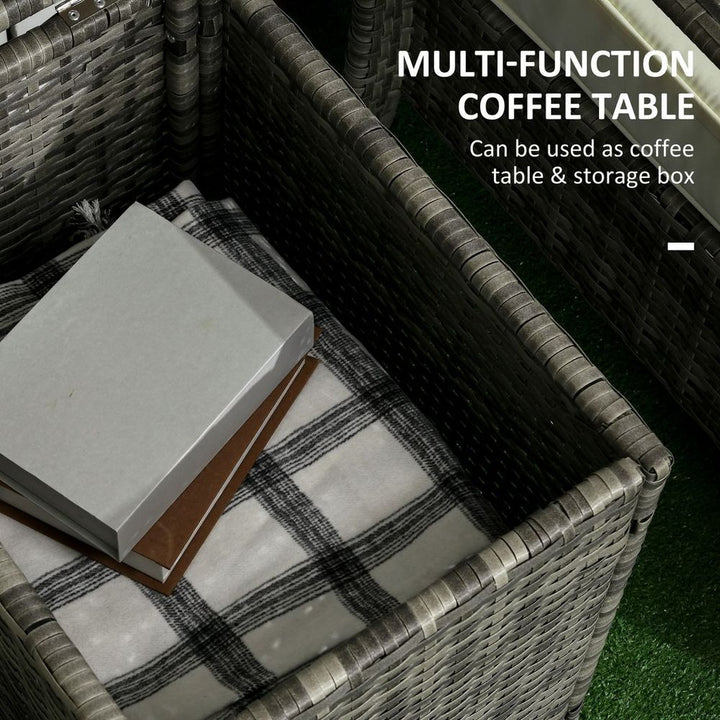  PE Rattan Garden Sofa Set w/ Chairs & Storage Tableixed Grey