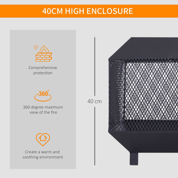 Outsunny Fire Pit, Square Shape, Steel-Black