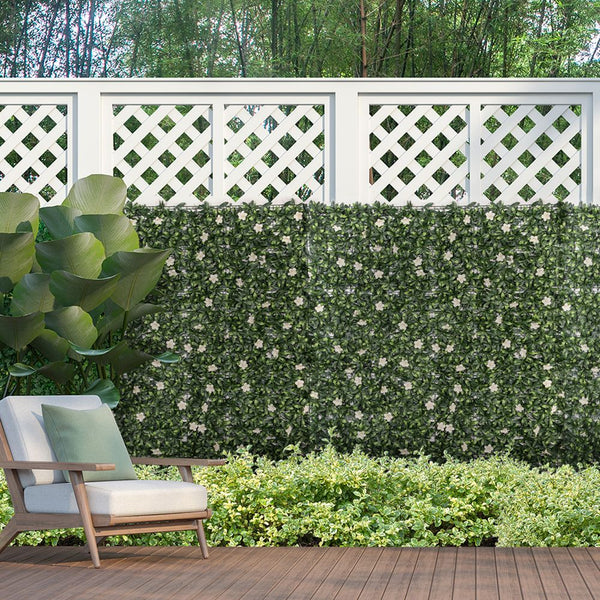  Artificial Boxwood Panel Faux Rhododendron Greenery Backdrop Outsunny