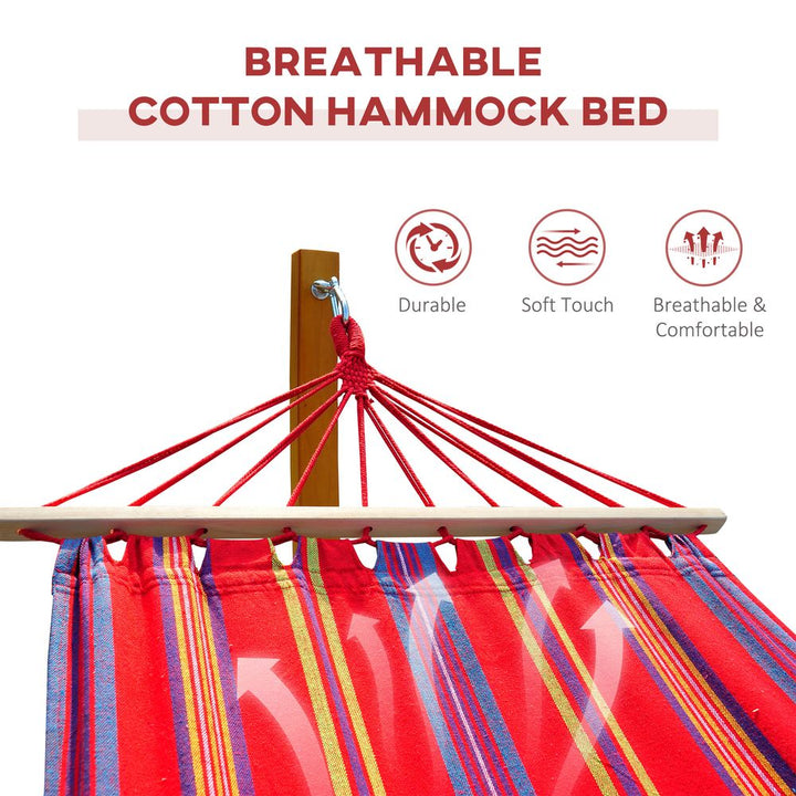 Outsunny Garden Deluxe Single Wooden Hammock W/Arc Stand Frame