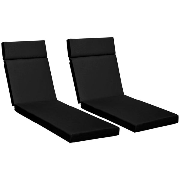 Set of Lounger Cushions Deep Seat Patio Cushions with Ties Black