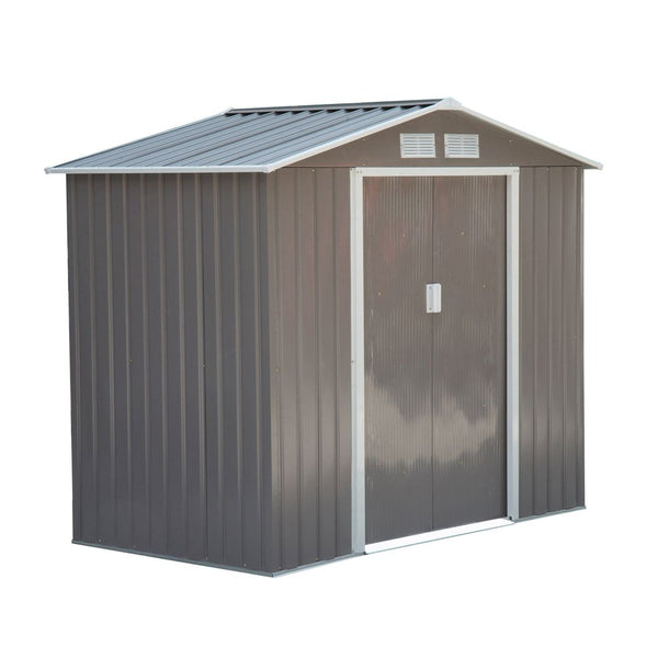 Lockable Garden Shed Large Patio Roofed Tooletal Storage Sheds Box Khaki