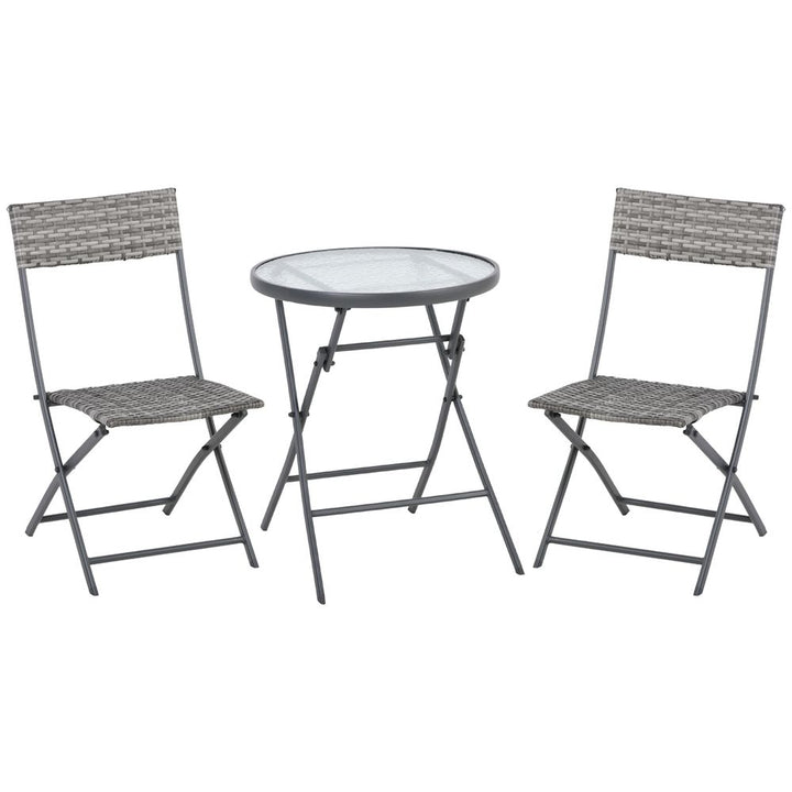  Patio Wicker Bistro Set Foldable Table and Chair Set Outsunny