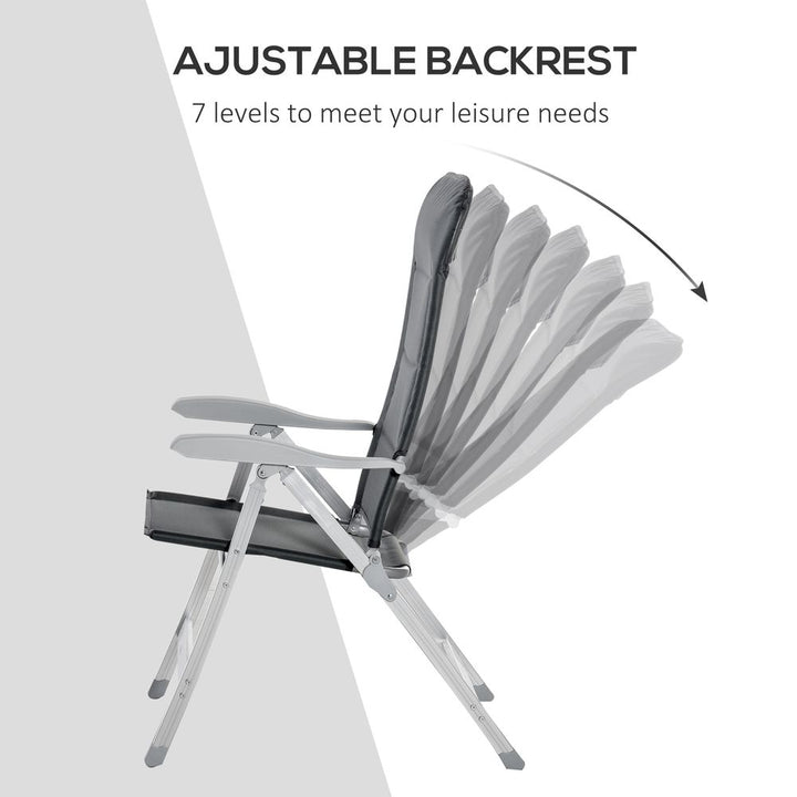  Patio Folding Dining Chair Adjustable Back & Armrest Portable Deck Grey