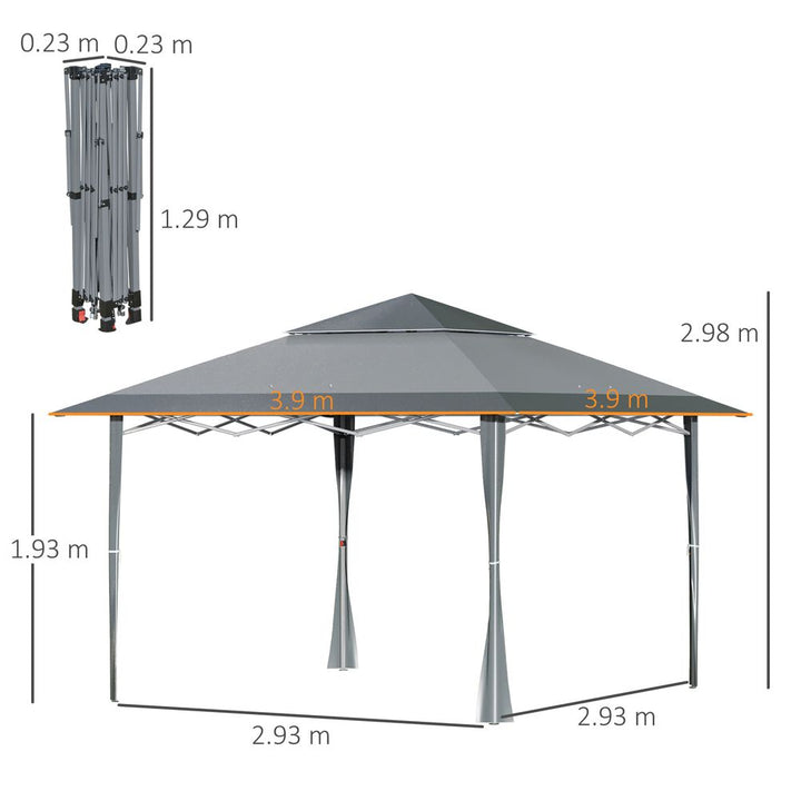 x Pop-up Gazebo Double Roof Roller Bag Steel Frame, Dark Grey