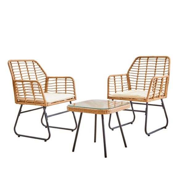 Neo Piece Bamboo Style Garden Table & Chairs Bistro Set