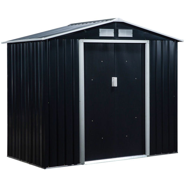 Lockable Garden Shed Large Patio Roofed Foundation ft x ft,Grey Vent