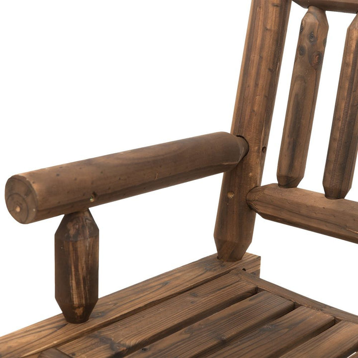 -Seater Rocking Bench Wood Frame Curved Dark Stain Brown