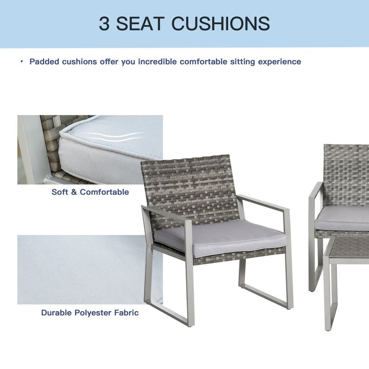 -Piece Outdoor Garden Rattan Seating Furniture Set Grey