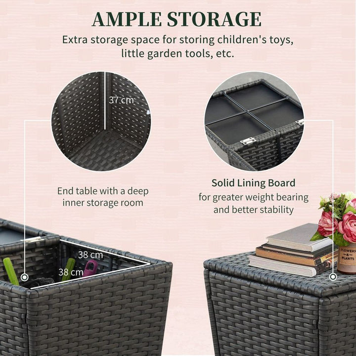  Outdoor Rattan Sofa Set w/ Storage Function Side Table & Ottoman