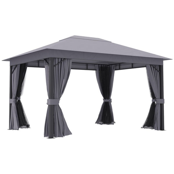 xm Patio Gazebo with Ventosquito Net Curtains, Aluminium, Grey