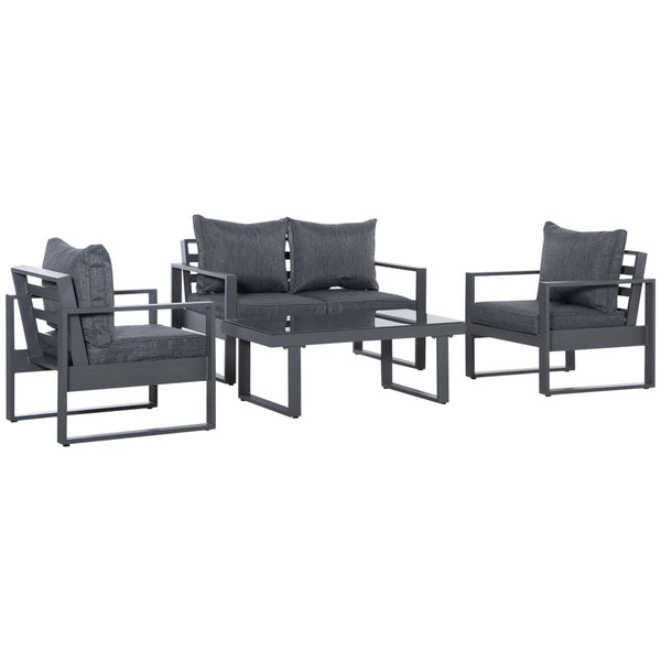  Piece Aluminium Outdoor Furniture Set w/ Table & Olefin Cushion Cover