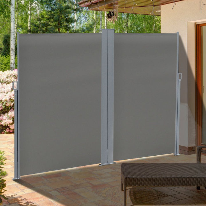 Retractable Double Side Awning Folding Privacy Wall Corner Divider Wind Screen