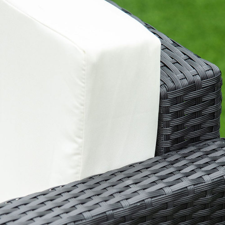  Pieces Rattan Sofa Set, Steel-Black