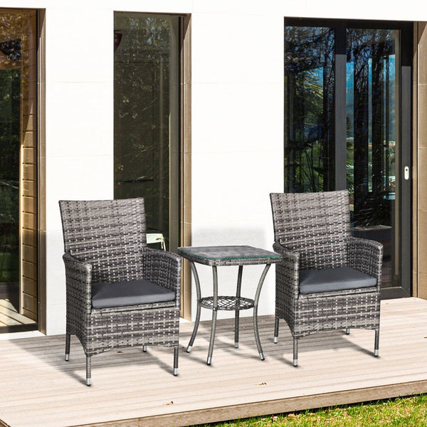  Seater GardenRattan Furniture Bistro Set Table Set Conservatory, Light Grey