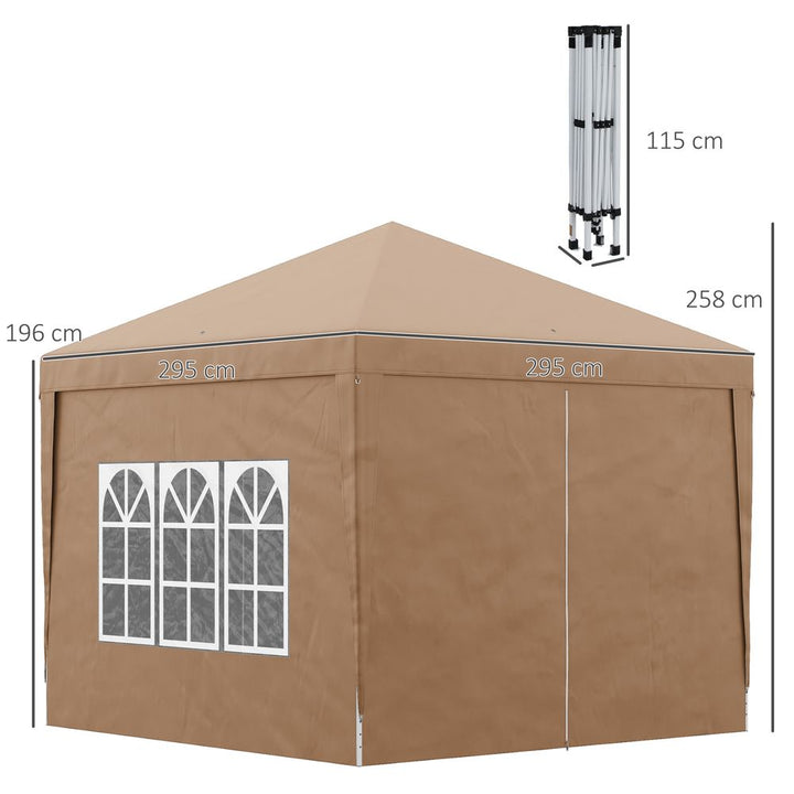 Outsunny x Pop Up Gazebo Party Tent Canopyarquee with Storage Bag Coffee