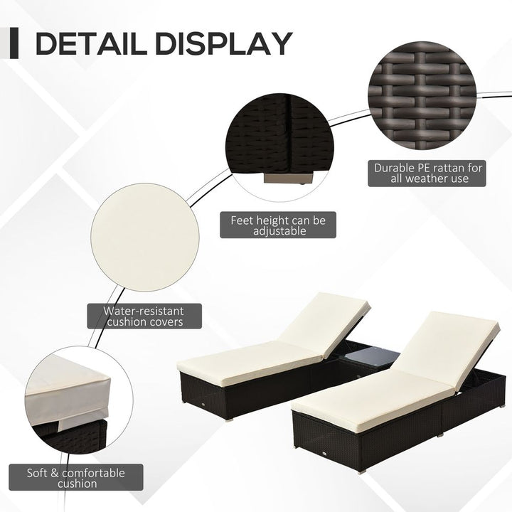  Rattan Lounger Set-Deep Coffee/Cream White