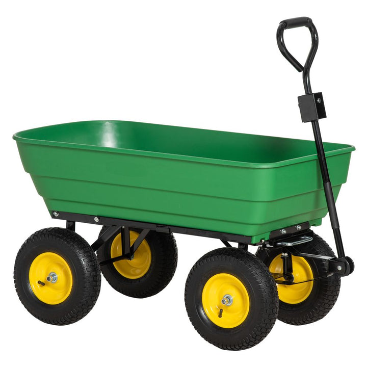 L Garden Cart Heavy Duty Wheel Trolley Wheelbarrow Green