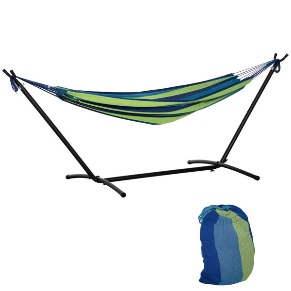  x Hammock withetal Stand Portable Carrying Bag kg Green Stripe