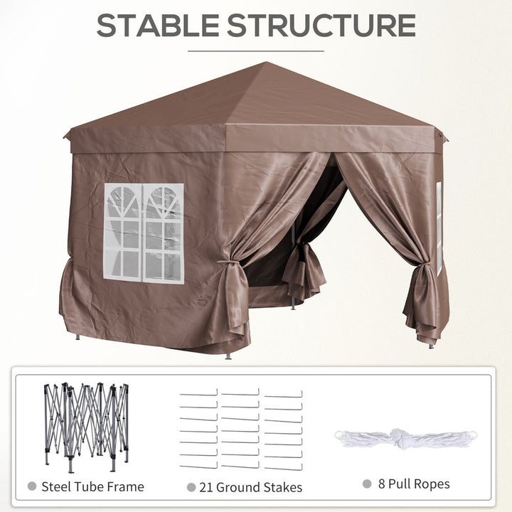 Outsunny Hexagonaletal Frame Garden Gazebo Brown
