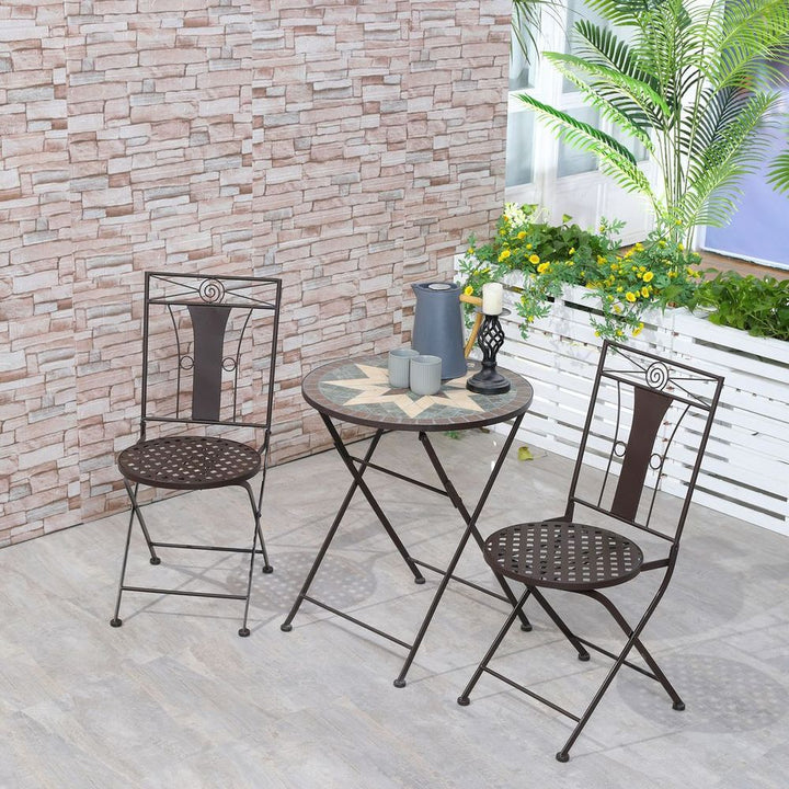 -Piece Patio Bistro Set w/osaic Round Table and Armless Chairs