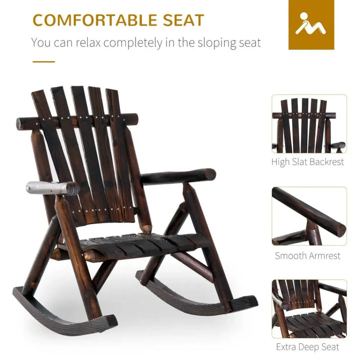 Rustic Outdoor Patio Adirondack Rocking Chair Patio Furniture Porch Rocker Fir