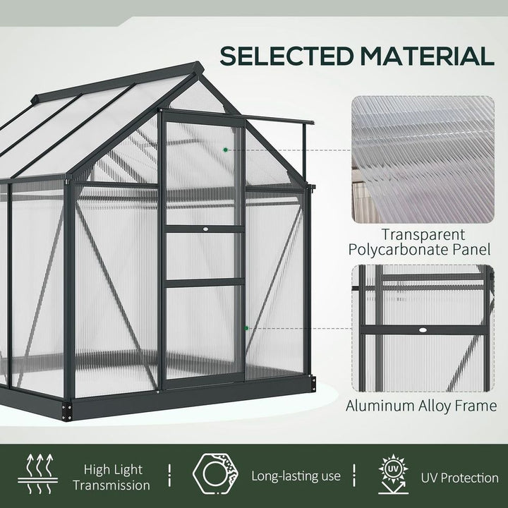 Polycarbonate Walk-In Garden Greenhouse Aluminium Frame w/ Slide Door x ft