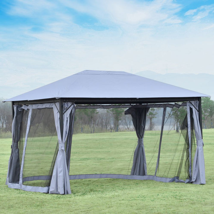  x Gazebo Canopy Party Tent Garden Curtains, Net Sidewalls, Grey