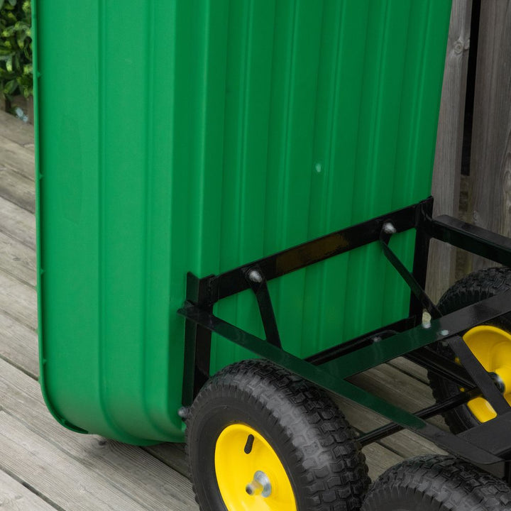 L Garden Cart Heavy Duty Wheel Trolley Wheelbarrow Green