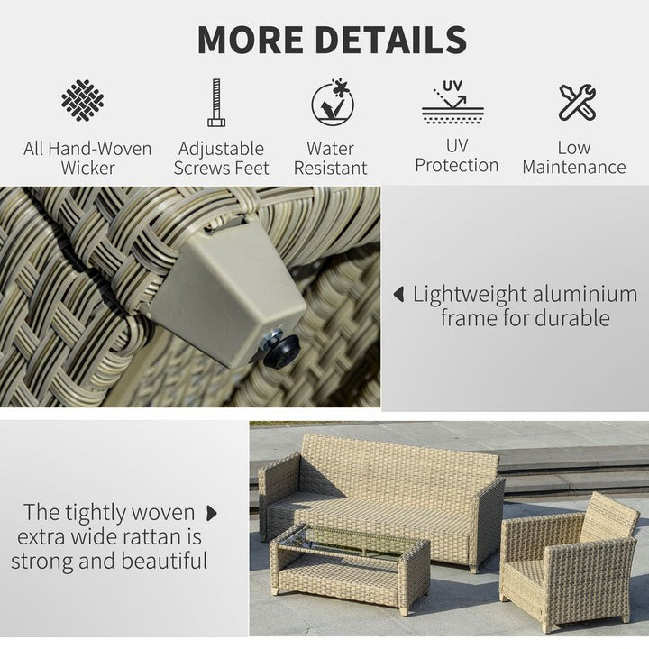  Patio PE Rattan Sofa Set, Outdoor Conversation Furniture Set