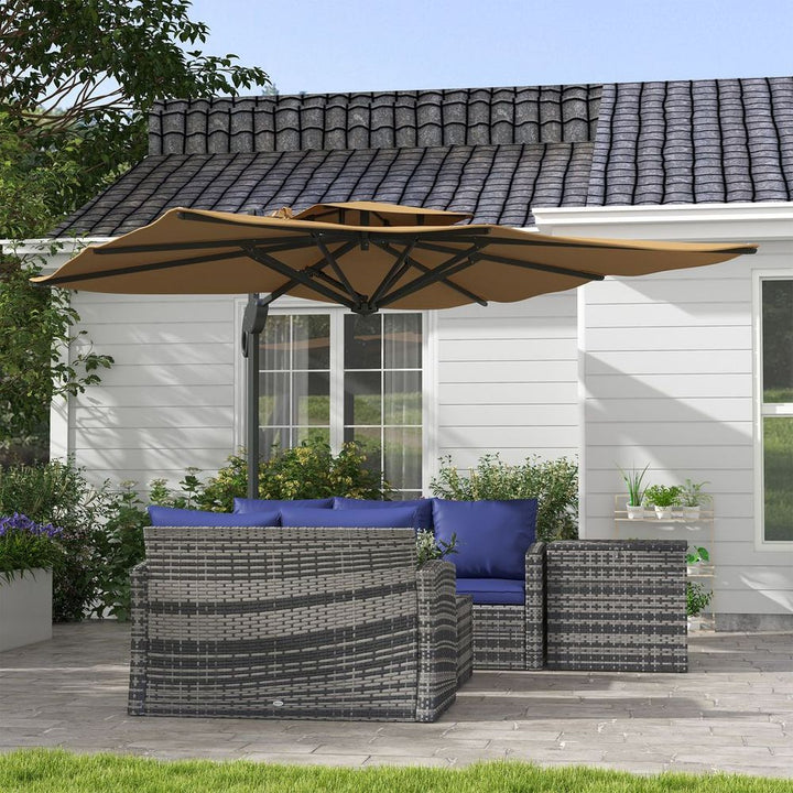 Outsunny (m)Garden Parasol Patio Umbrella w/ Hydraulicechanism Dual Top Khaki