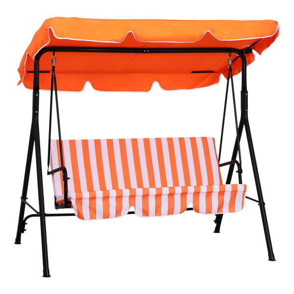 Outsunny Outdooretal Hammock Swing Chair -Seater Patio Bench Garden Orange