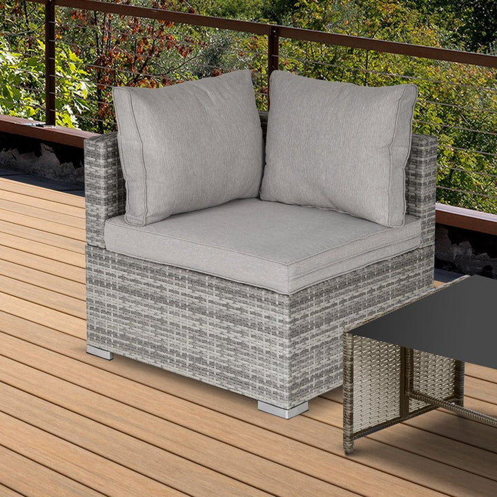PE Rattan Wicker Corner Sofa Garden Furniture Single Sofa Chair w/ Cushions