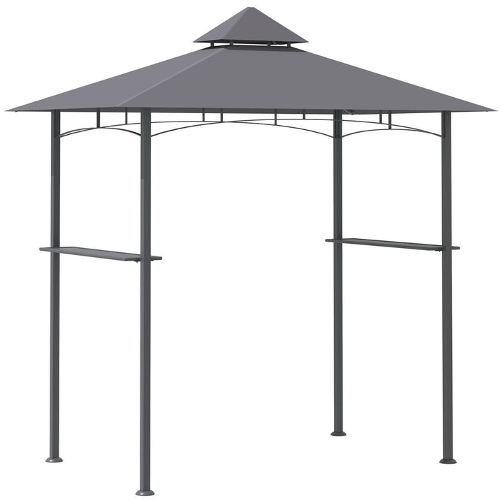 .M ft New Double-Tier BBQ Gazebo Grill Canopy Barbecue Grey