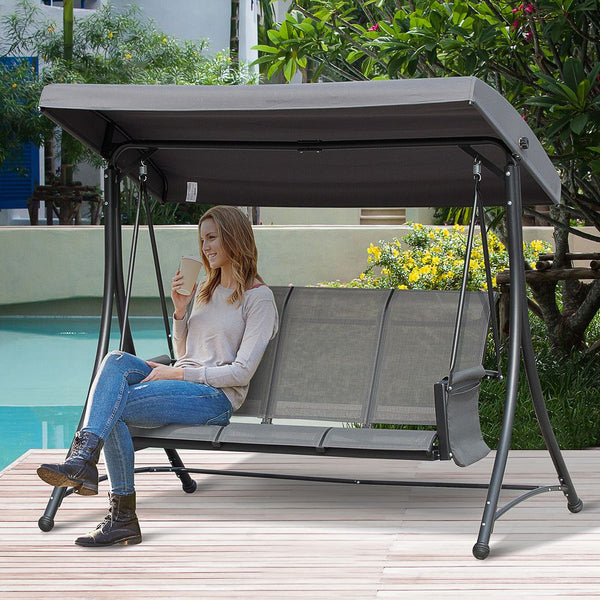  Seatetal Fabric Backyard Patio Swing Chair with Canopy Top Outsunny