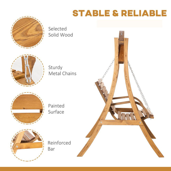 Outsunny Seater Garden Swing Seat Swing Chair, Outdoor Wooden Swing Bench Seat