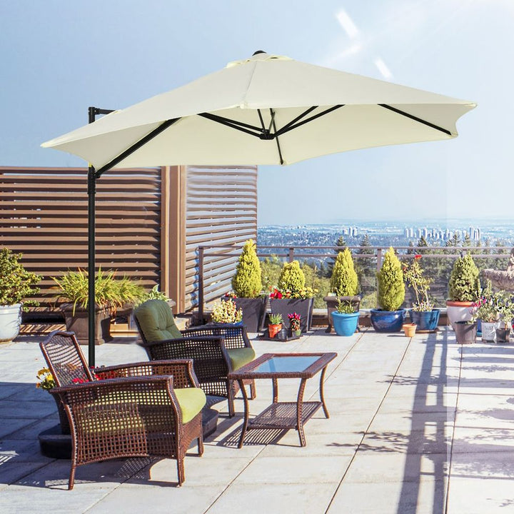 .M Garden Cantilever Parasol W/ Rotation and Cross Base, Beige