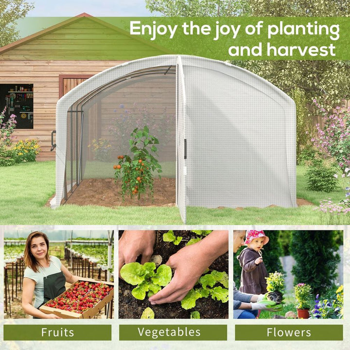 Outsunny Polytunnel Greenhouse with Door, UV-resistant PE Cover