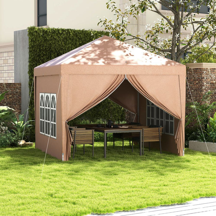 Outsunny x Pop Up Gazebo Party Tent Canopyarquee with Storage Bag Coffee