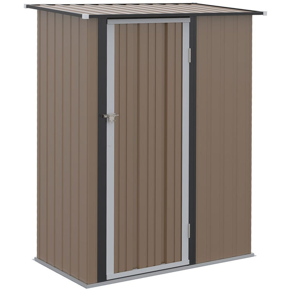 Outdoor Storage Shed Steel Garden Shed with Lockable Door Brown