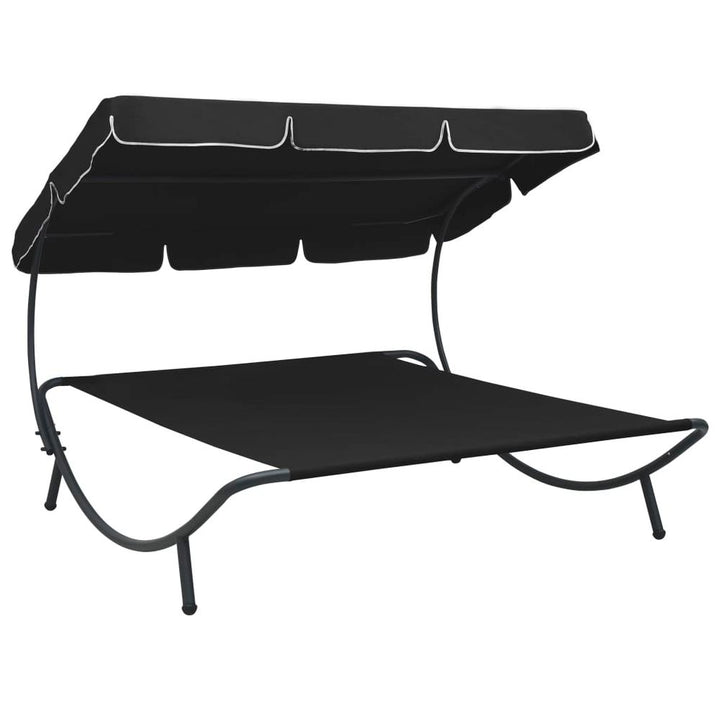 Outdoor Lounge Bed with Canopy Cream White