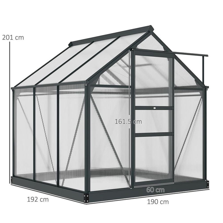Polycarbonate Walk-In Garden Greenhouse Aluminium Frame w/ Slide Door x ft