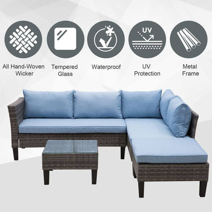 -Seater Outdoor Garden PE Rattan Furniture Set Blue
