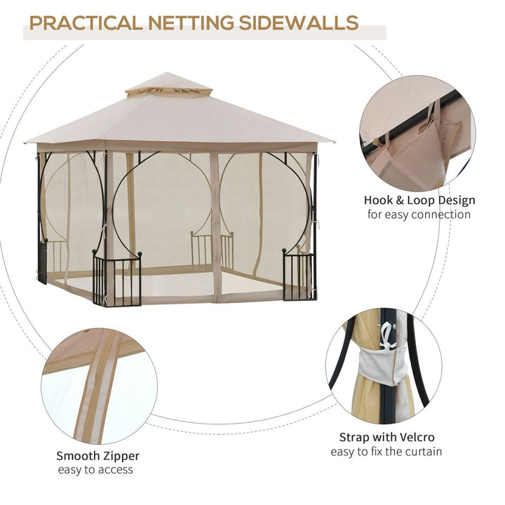 Metal Gazebo With Sides Beige Waterproof Gazebo