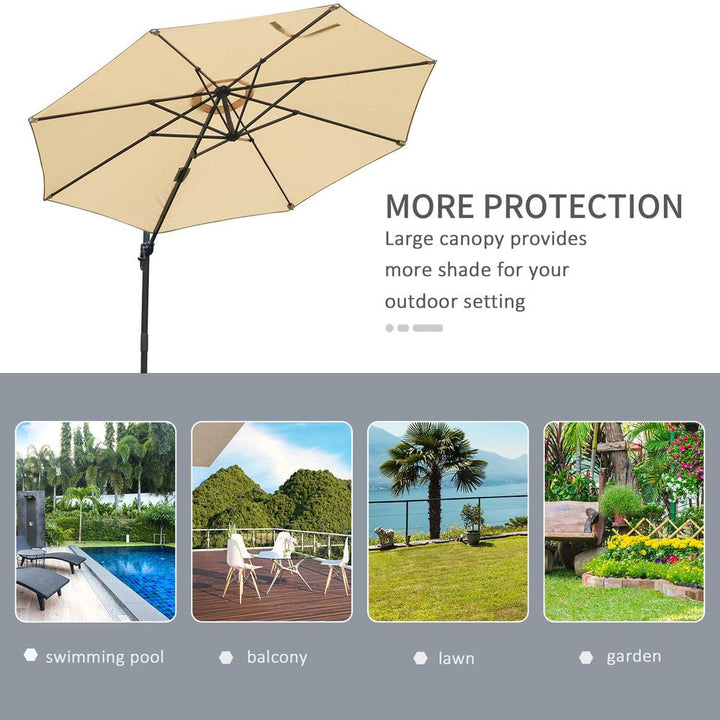 Outsunny Umbrella Parasol W/� Rotation and Cross Base-Beige