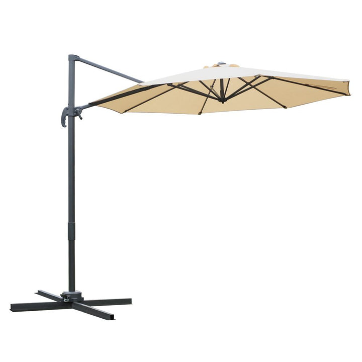 Outsunny Umbrella Parasol W/� Rotation and Cross Base-Beige