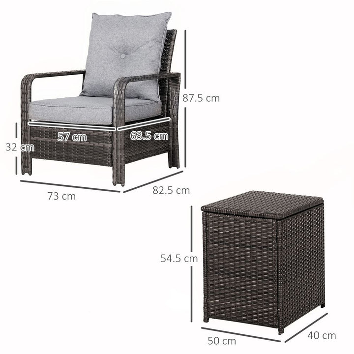 Piece PE Rattan Garden Sofa Set w/ Chairs & Storage Table Grey Outsunny